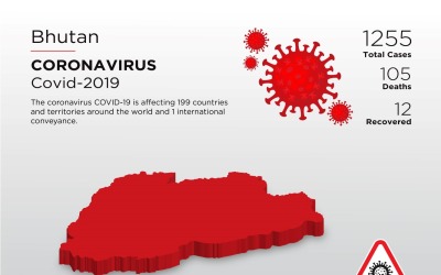 Bhutan Affected Country 3D Map of Coronavirus Corporate Identity Template
