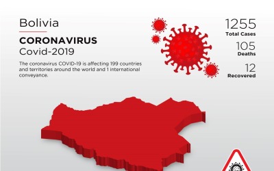 Bolivya&amp;#39;dan Etkilenen Ülke Coronavirus Kurumsal Kimlik Şablonunun 3D Haritası