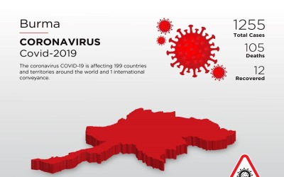 Burma Affected Country 3D Map of Coronavirus Corporate Identity Template
