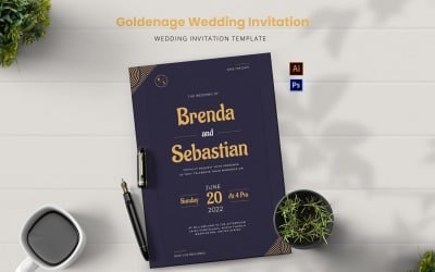 Convite de Casamento Goldenage