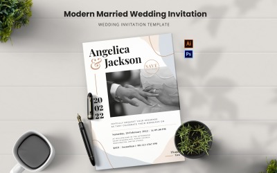 Invitación de boda casada moderna