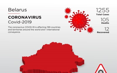 Modelo de mapa 3D do país afetado da Bielorrússia do modelo de identidade corporativa do coronavírus