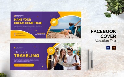 Couverture Facebook de voyage de vacances Réseaux sociaux