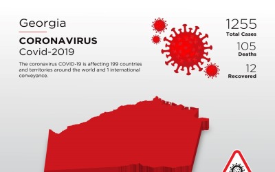 3D-Karte des betroffenen Landes von Georgia mit Coronavirus Corporate Identity Template