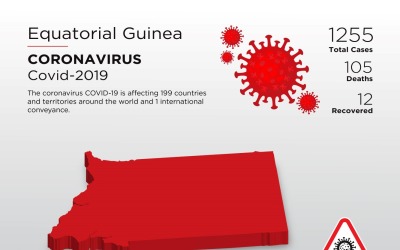 Egyenlítői-Guinea által érintett ország 3D térképe a koronavírus arculati sablonról