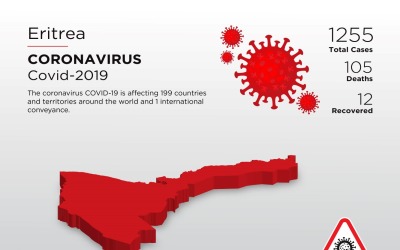 Eritrea érintett ország 3D térképe a koronavírus arculati sablonról