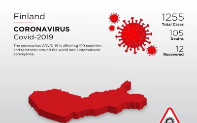Finland Affected Country 3D Map of Coronavirus Corporate Identity Template
