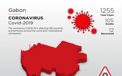 Gabon Affected Country 3D Map of Coronavirus Corporate Identity Template