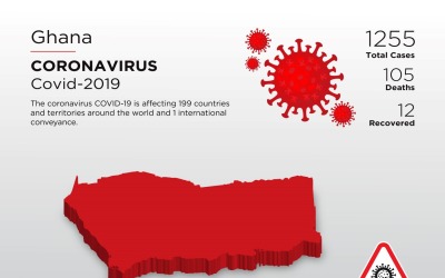 Ghana Affected Country 3D Map of Coronavirus Corporate Identity Template