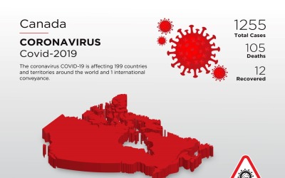 Mapa 3D kraju dotkniętego chorobą w Kanadzie szablonu tożsamości korporacyjnej koronawirusa