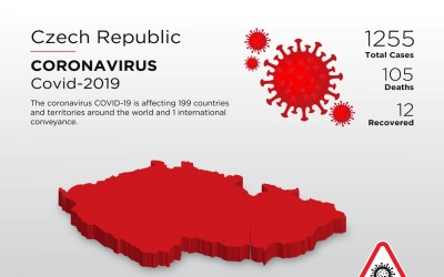 Mapa 3D kraju dotkniętego chorobą w Republice Czeskiej szablonu tożsamości korporacyjnej koronawirusa