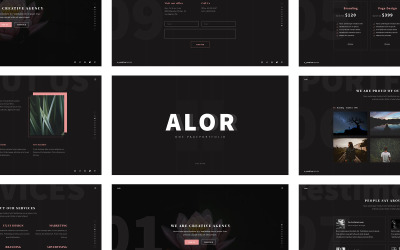 Alor - kreativní PSD šablona na celou stránku s jednou stránkou portfolia
