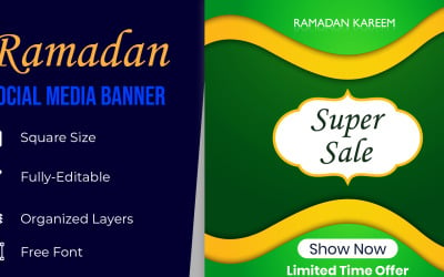Bannière de super vente de célébration de remise de ramadan