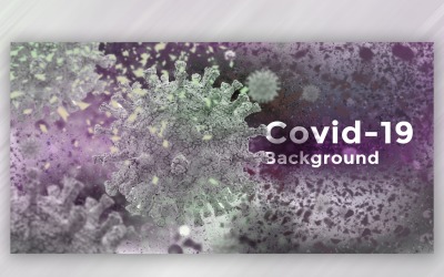 Coronavirus Cell in Microscopic View in purple with Green Colour Banner Illustration