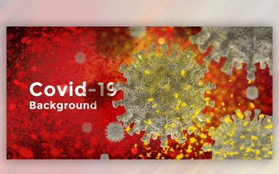 Coronavirus-Zelle in mikroskopischer Ansicht in roter Farbe Banner Illustration