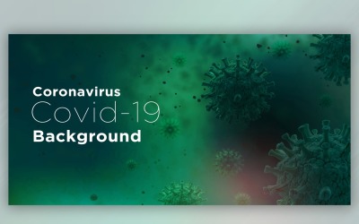 Coronaviruscell i mikroskopisk sikt i grön färgbanerillustration