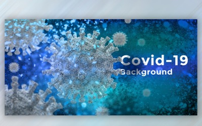 Coronaviruscell i mikroskopisk sikt i purpurfärgad bannerillustration
