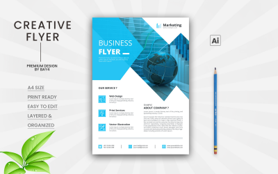 Flyer d&amp;#39;affaires bleu