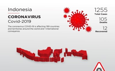 Indonesia Affected Country 3D Map of Coronavirus Corporate Identity Template