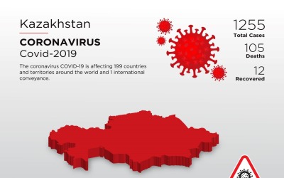 Kazakistan Etkilenen Ülke Coronavirus Kurumsal Kimlik Şablonunun 3D Haritası