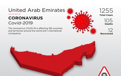 Mapa 3D kraju dotkniętego chorobą w Zjednoczonych Emiratach Arabskich szablonu tożsamości korporacyjnej koronawirusa