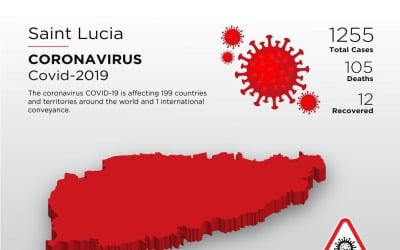Saint Lucia Affected Country 3D Map of Coronavirus Corporate Identity Template