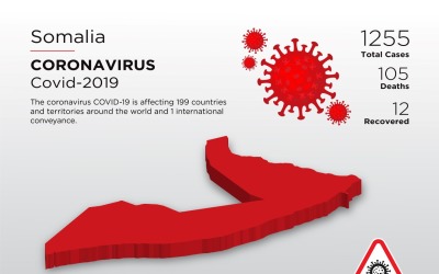 Szomália érintett ország 3D térképe a koronavírus arculati sablonról