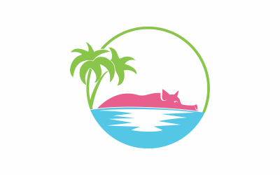 Beach Pig nyári logó sablon