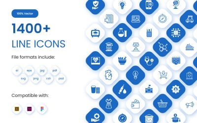 1400+ Kolekcja szablonu linii Iconset