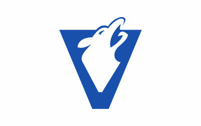 Modello di logo di lettera V di lupo