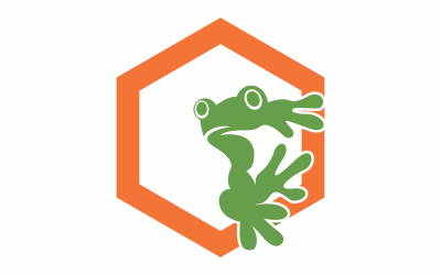 Plantilla de logotipo de rana hexagonal