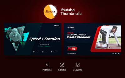 Futás - PSD sablon a Youtube indexképéhez, a Web Bannerhez és a közösségi médiához