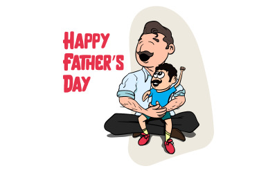 Happy Father&#039;s Day Kids Playing Vector Illustration
