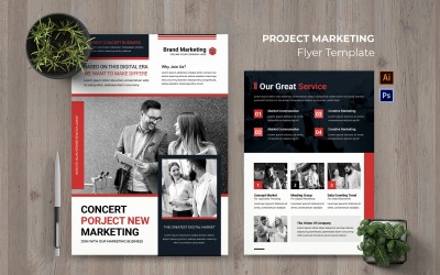 El folleto de marketing de proyectos