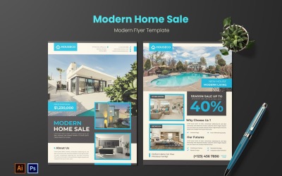 Modelo de folheto de venda de casa moderna