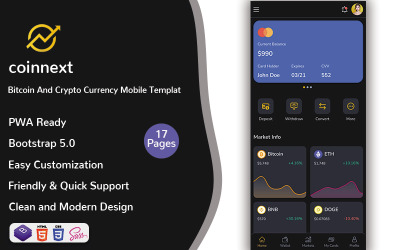 Nextcoin - Мобильный шаблон биткойнов и криптовалют (PWA)
