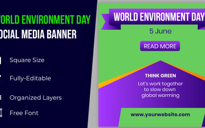 Ilustração de banner em mídia social do Dia Mundial do Meio Ambiente