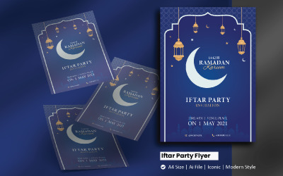 Modelo de identidade corporativa do folheto Iftar Party Ramadan 2021
