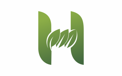 抽象绿色H字母徽标模板