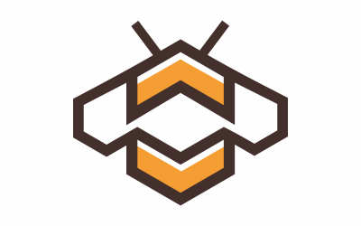 Plantilla de logotipo de abeja abstracta hexagonal