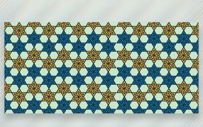 Padrão de ornamento com fundo azul e amarelo