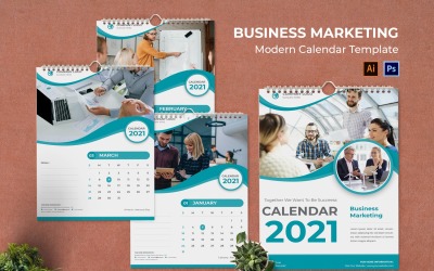 Planejador de retrato do calendário de marketing empresarial