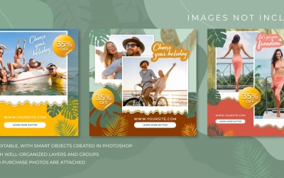 Three Traveling Instagram Posts - Graphics Ready-to-Use PSD-Mockup Template