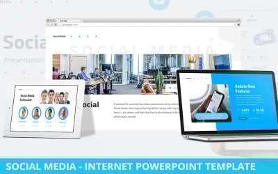 Mídia social - modelo de Powerpoint da Internet