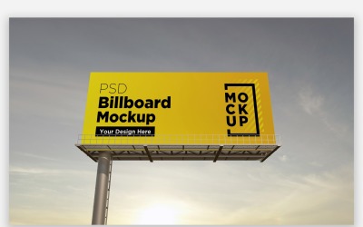 Single Pole Outdoor Advertising Sign Mockup Front View