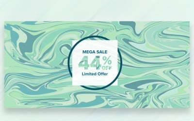 Banner de venta sobre fondo de espuma de mar de mármol