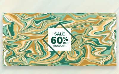 Banner de venta sobre fondo de mármol cobre