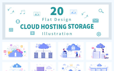 20 Ilustracja usługi hostingowej pamięci masowej w chmurze