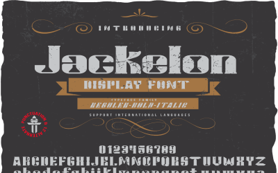 Jackelon - fonte de exibição da família de tipos de letra