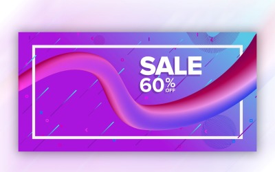Flytande flytande purpurfärgad och grön färg Banner Design Illustration
